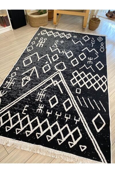 stay with love Kilim Çift Taraflı Pamuklu Dokuma Yıkanabilir Iskandinav Desen...