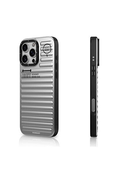 Youngkit iPhone 16 Pro Max Magsafe Şarj Özellikli Kılıf Mat Renkli Tasarım Youngkit Original Serisi Gümüş