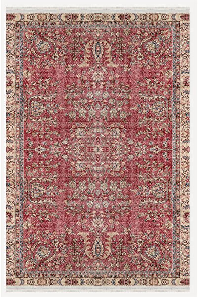 kilim home Mars 2047 Bordo Tonlarında Etnik Eskitme Pamuk  Dokuma Taban Halı