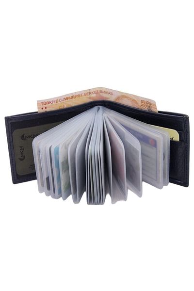 MKM MAN Mkm Genuine Leather Rubber Locked Transparent Card Holder & Wallet