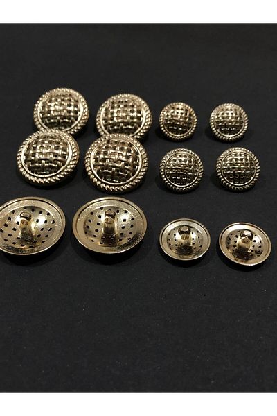 aensia Gold Gold Mesh Model Button Metal Button Coat And Trench Coat Button-12 Pieces Button Pack (6 GROSS 6 SMALL)