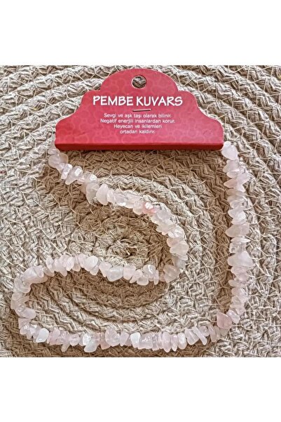 grs oyuncak Kırıktaş Kolye Doğaltaş Pembe Kuvars Taşı