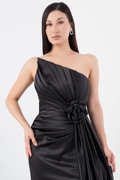 PULLIMM Strapless Satin Dress - Rose Detailed, Ecr5334