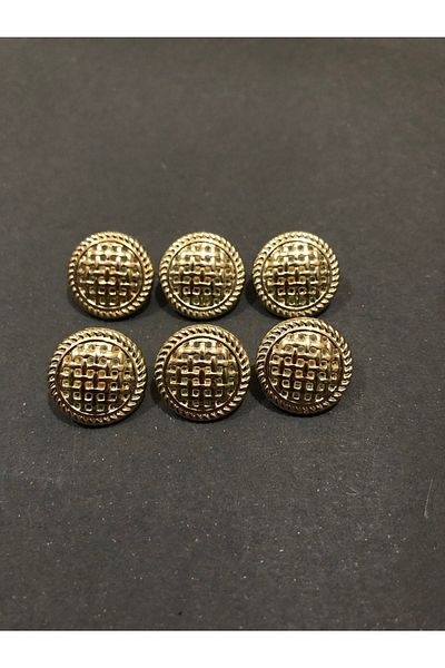 aensia Gold Gold Mesh Model Button Small Size Button 24 Size Metal Button - Pack of 6 Buttons