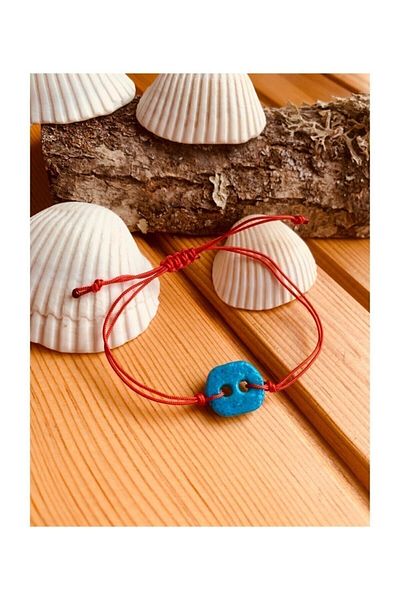 HAKSAL GÜMÜŞÇÜLÜK Assyrian Evil Eye Bead Bracelet with Red String