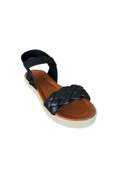 Liger Sandale negre pentru damă casual - elastice și împletite