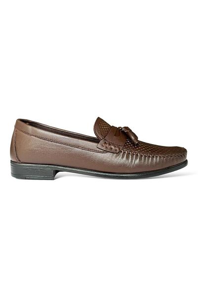 Liger Ανδρικά παπούτσια Loafer Casual από γνήσιο δέρμα ΚΑΦΕ