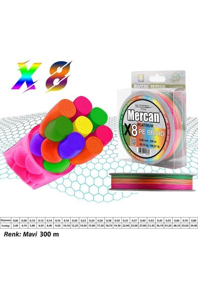 Mercan Platinum X8 Multicolor 300m Rope Pe Knitting - Fish Tape