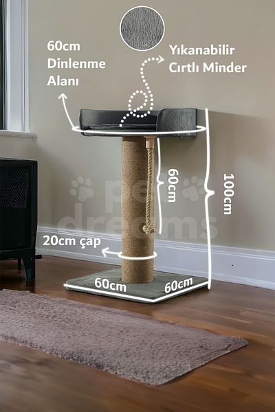 Pet Dreams Skye Luxury Cat Scratching, Rope Toy, Cushioned Rest Area