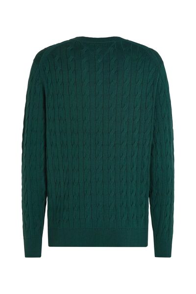 Tommy Hilfiger Erkek CLASSIC COTTON CABLE CREW NECK Kazak-Yeşil