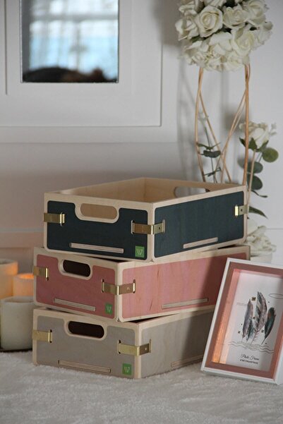 Wodiza 3'lü Ahşap Sepet Organizer\düzenleyici Sepet Dikdörtgen Boy 27cm X 19c...