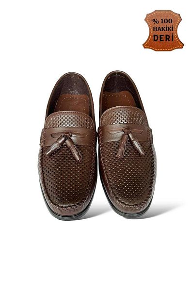 Liger Ανδρικά παπούτσια Loafer Casual από γνήσιο δέρμα ΚΑΦΕ