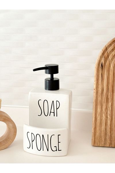 Minika Home Κεραμική θήκη σαπουνιού και σφουγγαράκι - SOAP-SPONGE