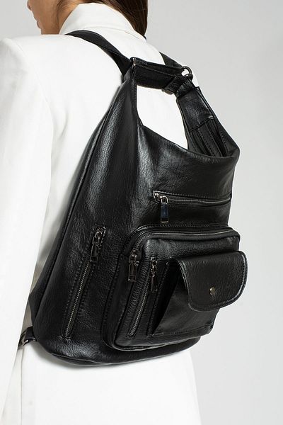 FiONA BAG Fiona Women's Black Backpack and Crossbody Bag 10 Compartment Large Bag