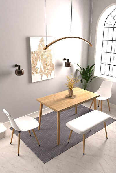 VİLİNZE Vilinze Eames Sandalye-Bank Avanos Ahşap MDF Mutfak Masası Takımı - 7...