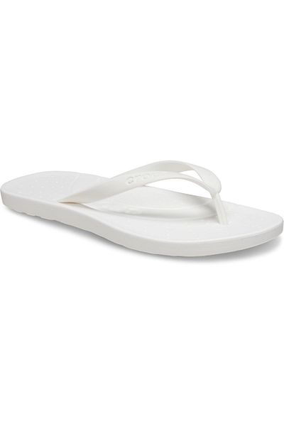 Crocs Λευκές ριγέ παντόφλες με λογότυπο μάρκας - Άνετη υποστήριξη, σαγιονάρες, σόλα 210089