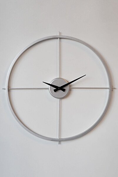 Artepera Arcadia Metal Sessiz Modern Duvar Saati - Gümüş Renk 48x48 Cm - Ev Ofis Dekorasyonları Aps075