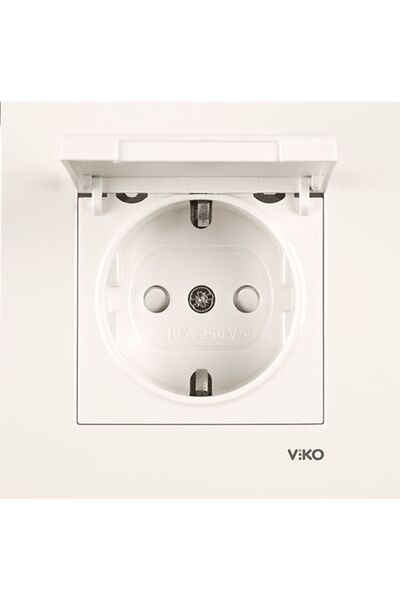 VİKO Viko Karre Krem Kapaklı Topraklı Priz Çocuk Korumalı ÇERÇEVELİ