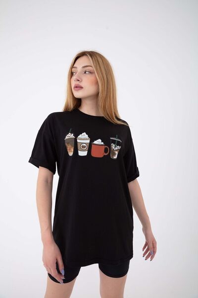 Mad&Calf Γυναικείο μπλουζάκι με διπλό μανίκι σε μαύρο χρώμα και μπλουζάκι με στάμπα κολοκύθας