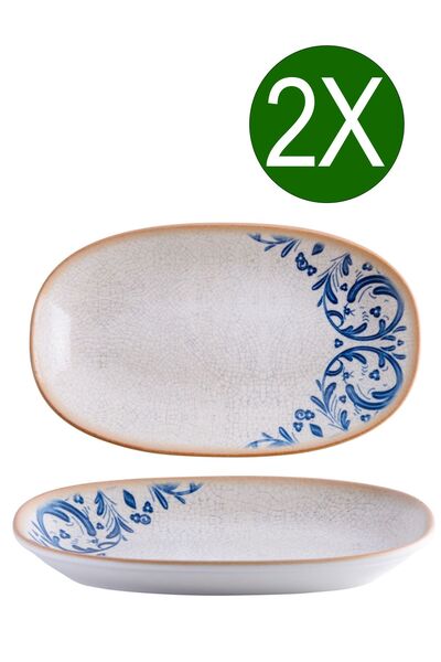 Bonna Porselen Viento Gourmet Oval Kayık Tabak 24*14 cm 2'li Takım S-MT-VIEGR...