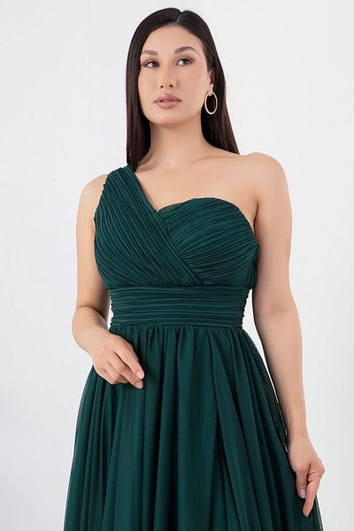 PULLIMM ECR5155 Rochie de seara din tul cu un singur umar