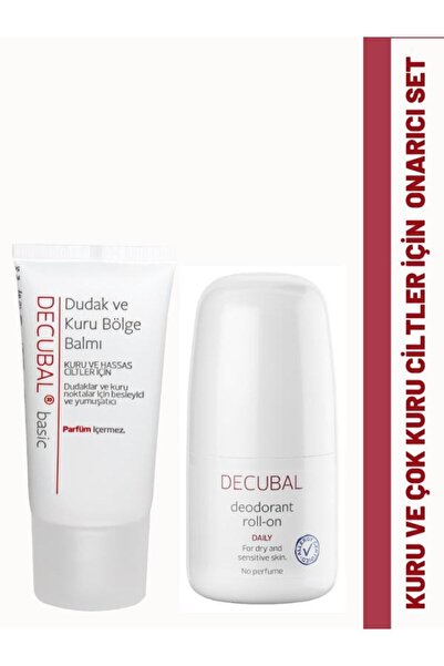 Decubal Kuru ve Çok Kuru Ciltler için Dudak Balmı 30 ml ve Günlük Roll-on 50 ml