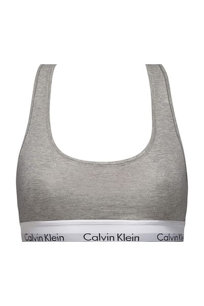 Calvin Klein Sutien sport pentru femei cu logo-ul mărcii cu bandă elastică, gri, potrivit pentru utilizare zilnică F3785e-020