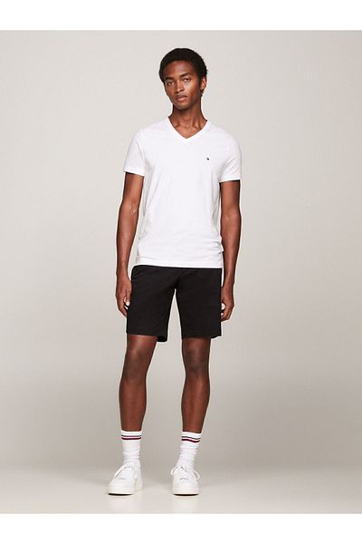 Tommy Hilfiger Men's Small Brand on the Chest with Flag Logo Cashmere and Organic Cotton V-neck Sleeves Brand Flag Log