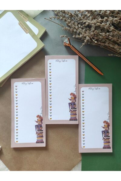 Flowery Paper Kitap Listem Notepad 9x18 - Memopad, Bloknot,Defter, Not Kağıdı