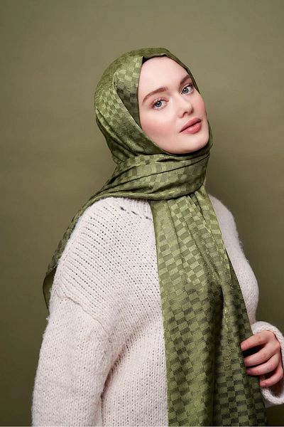 ALKIN SCARF NATURAL JACQUARD SERIES MINI MIRROR-KHAKI