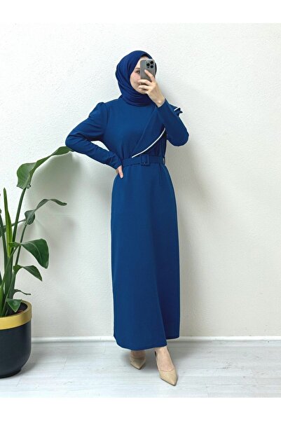 HİJABAYA Креп-сукня - з каменем та поясом