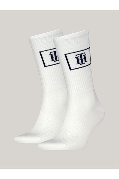 Tommy Hilfiger White Men's Socks - Cotton, Short Daily Use, Logo Detailed, S 701227288 --001