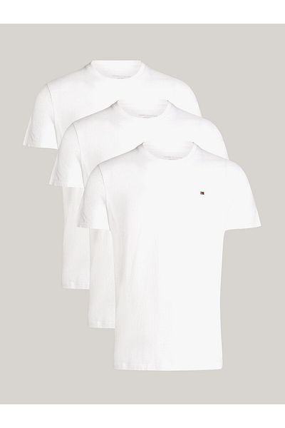Tommy Hilfiger Men's White T-shirt - Pack of 3, 100% Cotton, Regular Fit, Short Sleeve Um0um03379-05e