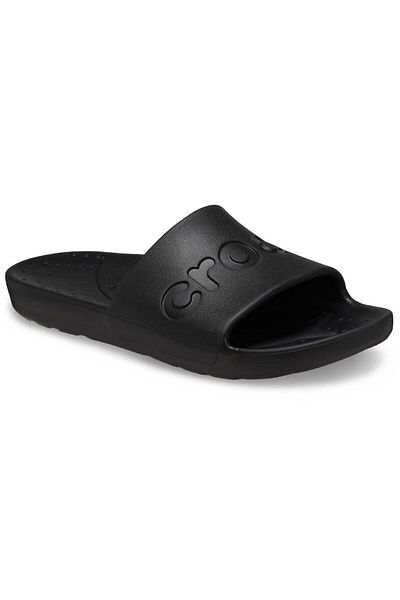 Crocs Unisex Brand Logo - Stylish and Non-Slip Comfortable Durable Thick Sole Single Band Slippers Black