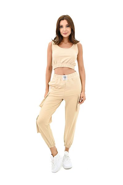 Koza Butik Γυναικεία Σετ Φόρμα Λεπτομερής Μπλούζα Crop Strap 3715-23