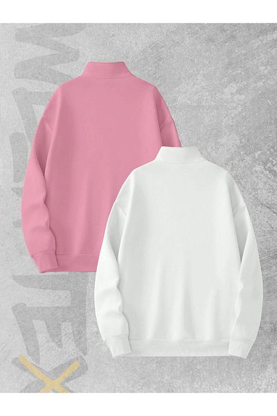 WEARTEX 3 Thread Half Zipper Set of 2 Sweatshirts