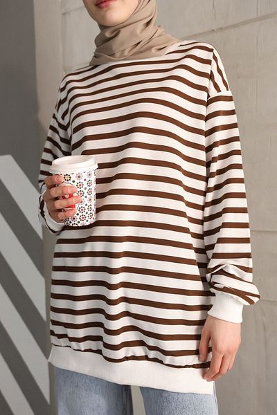 SEVENLINE TWO THREAD TESETURES TUNIC STRIPES SWEATSHIRT