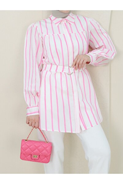 HİJABAYA Πουκάμισο με χοντρή γραμμή με αγκράφα και ζώνη
