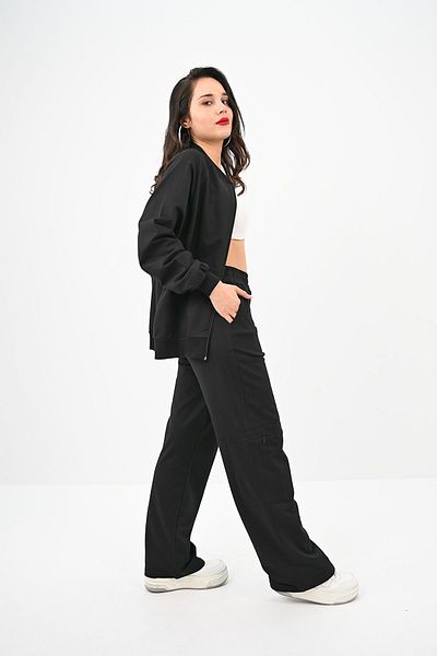 Koza Butik Γυναικείο σετ φόρμας φόρμας με φερμουάρ με λεπτομερή φερμουάρ Cargo 4007-25