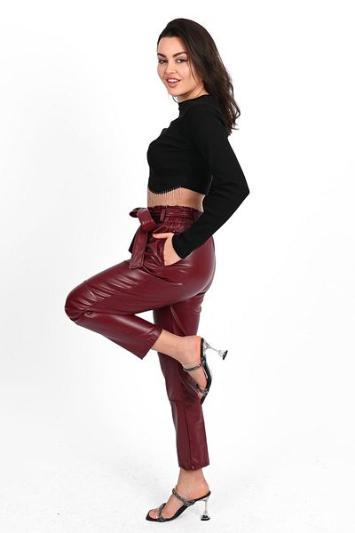 Koza Butik Women's Jogger Leather Pants 6151-23