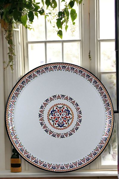 İnci Emaye No 60 Enamel Tray Tableware, Food Presentation Tray, Floor Table Zinc ~58 cm