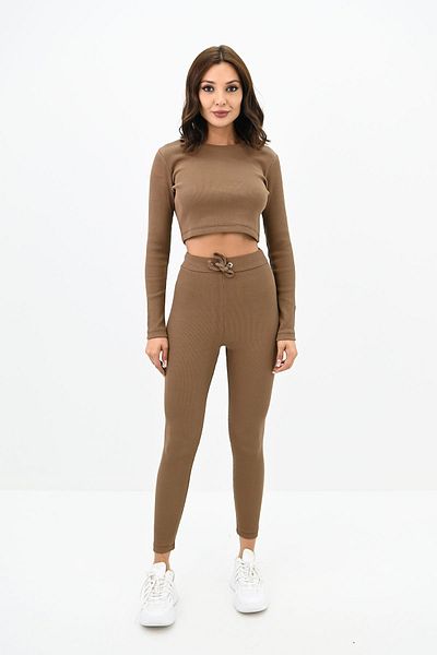 Koza Butik Γυναικείο Σετ Καλσόν Καμισόλ Crop 3727-23