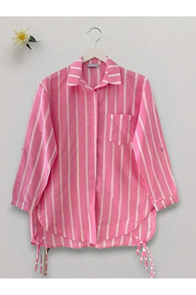 HİJABAYA Ριγέ πουκάμισο με τσέπες και δέσιμο στο πλάι