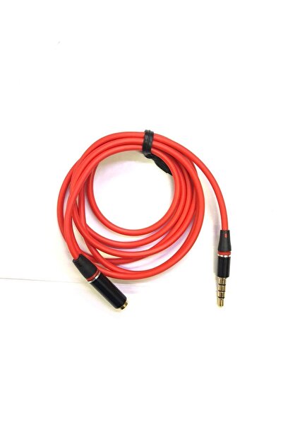 DESTE ELEKTRONİK 4 Boğum 3.5mm Kulaklık Uzatma Kablosu 1.2m Kırmızı