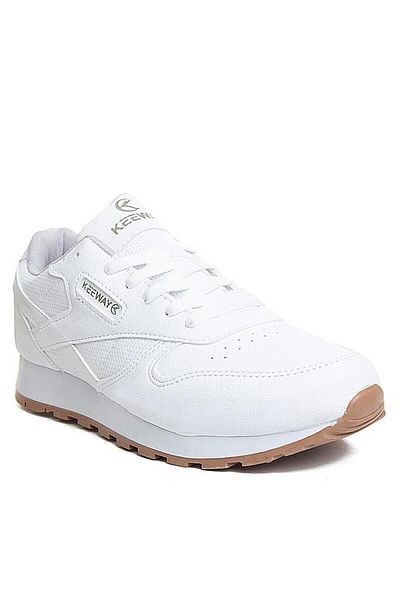 Giyyin Pantofi Floti Unisex cu șireturi din piele albă - Pantofi sport casual de iarnă