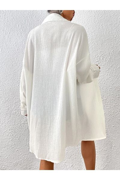 PALPİTO Cămașă lungă de damă oversize albă