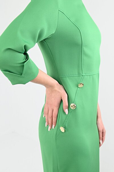 Koza Butik Γυναικείο Λεπτομερές Φόρεμα με Κουμπί 5202-24