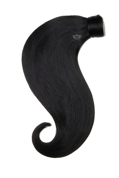 LOLLY PONY Black European Human Hair Ponytail - 60 cm and 50 Grams