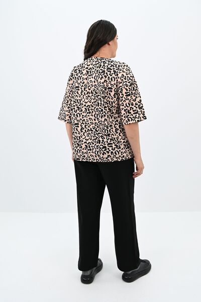 Koza Butik Γυναικείο μπλουζάκι με μοτίβο λεοπάρ σε μέγεθος 8113-24