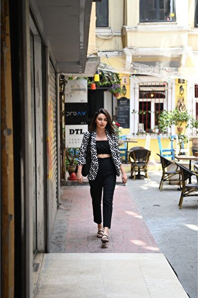 Koza Butik Жакет з жіночим візерунком з половинним рукавом 1035-22